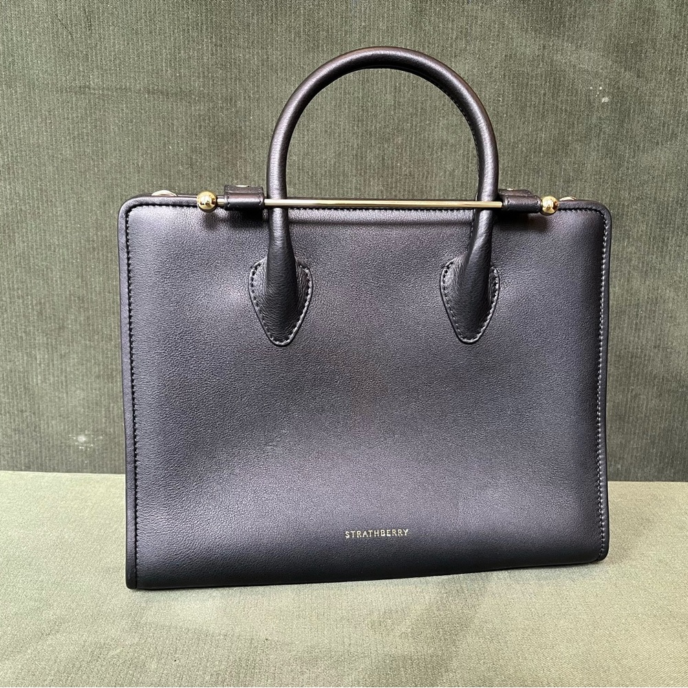 Strathberry Midi Calfskin Leather Tote - Black - Picture 2 of 10